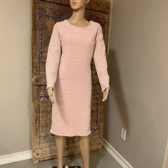 Blush Pink Sequined Sheath Dress - MED - Picture 1 of 6
